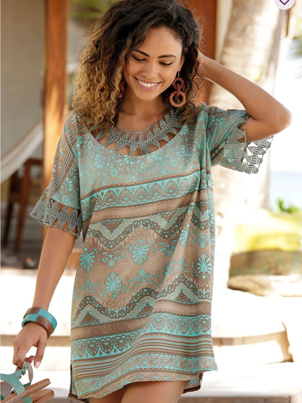 Lascana Boho Print Cover-Up, NWT